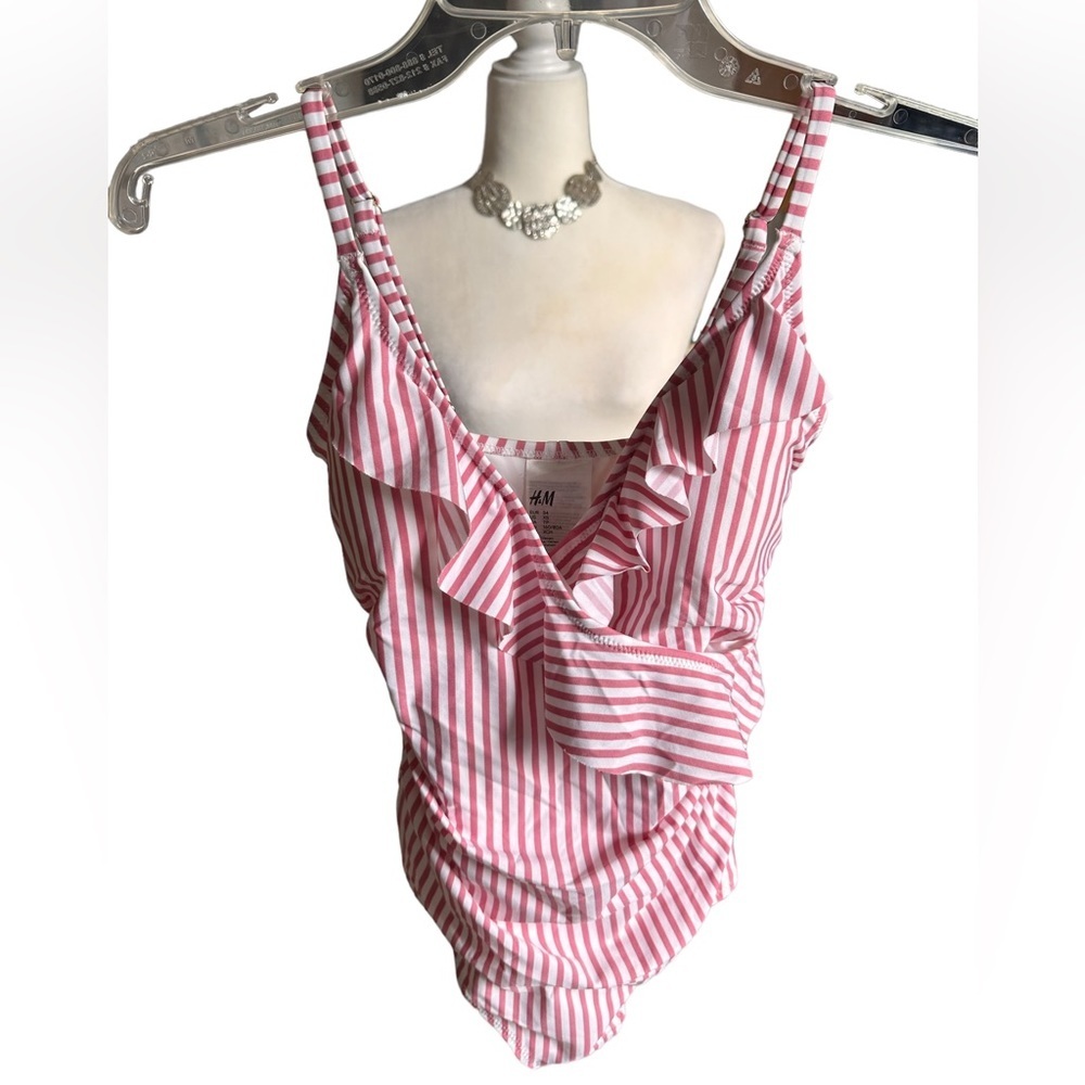 H&M One-Piece Pink & White Bathing Suit